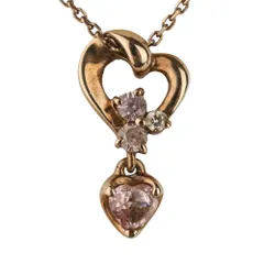 美品 4℃ ヨンドシー K10 ハート チェーンネックレス ピンクゴールド レディース 古着 中古 USED