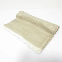 美品 GUCCI グッチ GG柄 ウール×シルク ストール マフラー サイズ70×20cm ベージュ レディース 古着 中古 USED