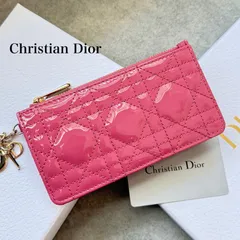 未使用 Christian Dior クリスチャンディオール Lady Dior フラグメントケース コインカードホルダー カナージュ パテントレザー ピンク ゴールド