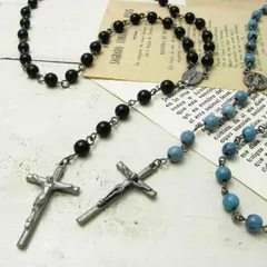 ネックレス シンプル ロザリオ クロス 十字架 アンティークシルバーカラー KN37032