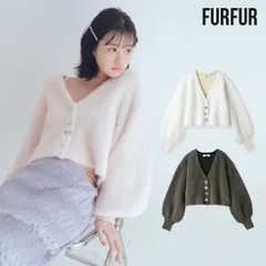 【SALE20%OFF】【即納】 ファーファー FURFUR トップス 25秋冬 マルチビジューボタンフェザーカーディガン ミドル丈 長袖 rwnt254042