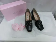 美品 DIANA ダイアナ パンプス レザー チェーン ブラック U 29278 23cm