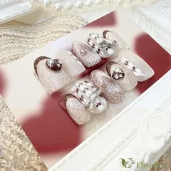 【現品】ネイルチップ　ブラウン　バレンタイン　チョコレート