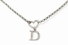 クリスチャンディオール ネックレス Christian Dior ロゴ/ハート/シルバー ラインストーン【中古】