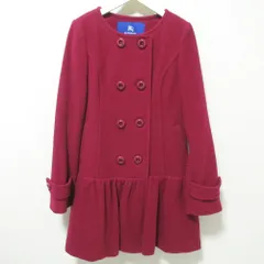 美品 BURBERRY BLUE LABEL バーバリーブルーレーベル 裏地ノバチェック柄 ウール ノーカラーコート 38 ピンク レディース 古着 中古 USED