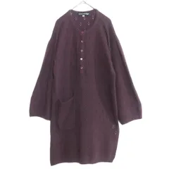 ハナエモリ★ふんわり暖か♪ニットワンピース サイズ9 紫系 ウール混♪厚手 z16748