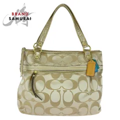 COACH コーチ シグネチャー ベージュ ゴールド キャンバス/レザー A1220-18988 トートバッグ ショルダーバッグ レディース 505330【中古】