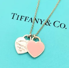 【美品】TIFFANY　ティファニー　リターントゥ　ダブルハートタグペンダント　ピンク　エナメル　ネックレス　STERLINGSILVER　　シルバー925