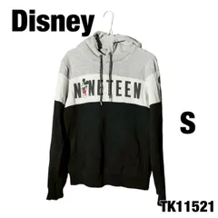 Disney グレー ブラック パーカー ミッキー プリント S フーディー キャラクター プルオーバー 秋冬古着 TK11521