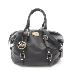 マイケルコース Michael Kors ハンドバッグ BEDFORD LUGGAGE MD SATCHEL ブラック レザー 2wayショルダー レディース Used A