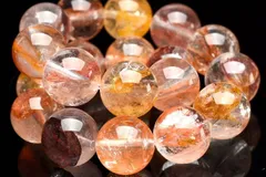 【１点物】希少錦鯉◇透明 オーロラクォーツ(ライモナイトインクォーツ)　10.5mm　ブレスレット パワーストーン 天然石 _U8326