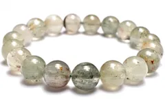 【１点物】希少カラー◇庭園水晶 グリーンアンフィボールインガーデンクォーツ　10.5mm　ブレスレット パワーストーン 天然石 _MC2128