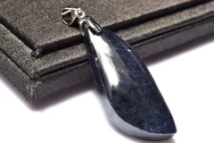 【１点物】シルバー925◇ミャンマー産 サファイア　33x13mm　リーフ ペンダントトップ パワーストーン 天然石 _PC7963