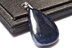 【１点物】シルバー925◇ミャンマー産 サファイア　33x23mm　ドロップ ペンダントトップ パワーストーン 天然石 _PC7962
