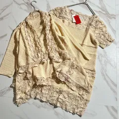 HAAT ISSEY MIYAKE ハートイッセイミヤケ 2014SS 2014年春夏コレクション 花柄レース 切り替え ドッキング オフホワイト ボタンレスジャケット チュニックワンピース 半袖 長袖 コットンニット 2サイズ