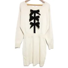 美品 24AW Herlipto ハーリップトゥ Simone Knit Mini Dress 長袖 ストレッチ ひざ下丈 ワンピース 1244205168 M エクリュ レディース 古着 中古 USED