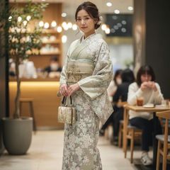 秋先取り特典】新品同様 美品 正絹袷 花尽くし訪問着 くすみカラー 裄