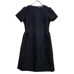 OG29 【美品】タグ付き　BELLADESSO ワンピース　フレア　花柄　半袖　ブラック　フォーマル　おしゃれ　レディース　40