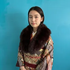 220 SAGA FOX フォックスファー ショール ティペット ブラウン成人式