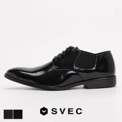 【新品・未使用】 ビジネスシューズ メンズ 紳士 サイドゴア ビジカジ 革靴 皮靴 短靴 短ぐつ レースアップシューズ プレーントゥ スクエアトゥ おしゃれ かっこいい シンプル 履きやすい 靴 シューズ SVEC シュベック ブラック 黒 SPT010-2