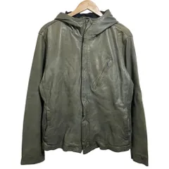 AVIREX アヴィレックス フーディー レザージャケット XL カーキ メンズ 古着 中古 USED