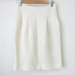 良品 CHANEL シャネル ココマーク ひざ丈 タイトスカート 38 ホワイト レディース 古着 中古 USED