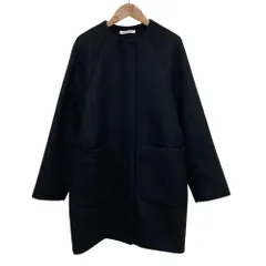 美品 24AW ビューティーアンドユース ユナイテッドアローズ ウールブレンド ノーカラーミドルコート 1625-126-5242 S ブラック レディース 古着 中古 USED
