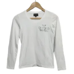 EMPORIOARMANI(エンポリオアルマーニ) 長袖Tシャツ サイズS レディース - 白×シルバー Vネック/スタッズ
