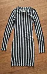 H&M ブラック ホワイト ストライプ ONE PIECE