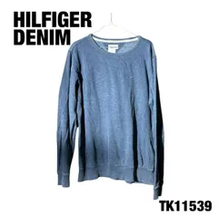 HILFIGER DENIM グレー スウェット トレーナー シンプル ワンポイント ロゴ 刺繍 秋冬 プルオーバー 古着 TK11539