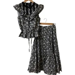 美品 MARC BY MARC JACOBS マークジェイコブス 花柄 ブラウス スカート セットアップ サイズ00 ブラック レディース 古着 中古 USED