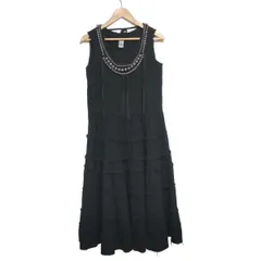 タオコムデギャルソン ワンピース サイズS レディース - 黒×ダークブラウン ノースリーブ/マキシ丈/フェイクパール/フリル