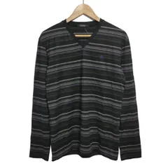 Burberry Black Label(バーバリーブラックレーベル) 長袖Tシャツ サイズ3 L メンズ 黒×パープル×マルチ Vネック/ボーダー