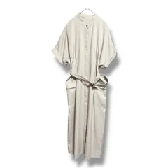 INED イネド ポケット付きワンピース ベルト付き 定価37950円 2024SS ノーカラー 半袖 比翼 シャツワンピース レディース サイズ11 ベージュ 春 久喜倉庫店 23 No.K1069