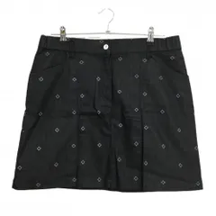 【超美品】マリクレールスポール スカート 黒×グレー ロゴ総柄 一部ボックスプリーツ  レディース LL ゴルフウェア marie claire