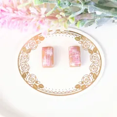 no.323　レジン　ベージュ　ツイード柄　スクエア型　ピアス　イヤリング　ハンドメイド