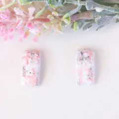 no.322　レジン　スクエア型　ホワイト　ツイード　ピアス　イヤリング　ハンドメイド