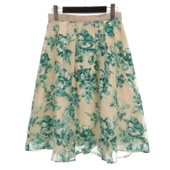 リランドチュール Rirandture 花柄 フレア スカート 2 アイボリー グリーン 251212E ■GY43