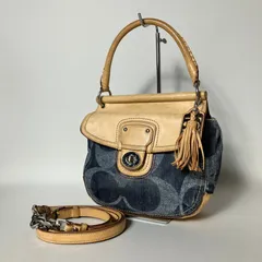 2511-396｜コーチ シグネチャー 2WAYバッグ ベージュ×デニム