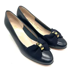 Ferragamo　フェラガモ　パンプス　ヴァラリボン　ネイビー　4　1/2 レディース　靴　約22cm　Salvatore　Ferragamo　サルヴァトーレ　フェラガモ