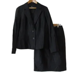 美品 LANVIN COLECTION ランバンコレクション テーラードジャケット ひざ丈スカート スーツ セットアップ サイズ42 ネイビー レディース 古着 中古 USED