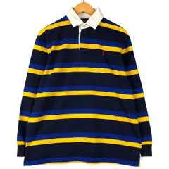 古着 ラルフローレン Ralph Lauren POLO by Ralph Lauren ボーダー柄 長袖 ラガーシャツ メンズM相当/eaa597169