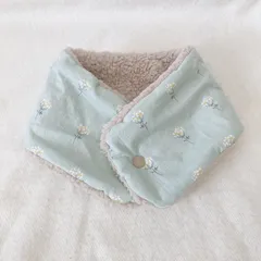 ネックウォーマー　大人　グリーン　花柄　ボア