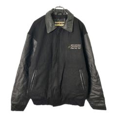 L XL】90s ウール レザー スタジャン 黒 ブラック ジャケットゴルフ