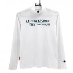 【美品】ルコックゴルフ 長袖ハイネックシャツ 白×ネイビー フロントロゴ レディース M ゴルフウェア le coq sportif