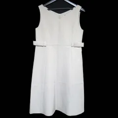 美品 クリーニング済 FOXEY NEW YORK フォクシーニューヨーク リボンドレス ノースリーブ ひざ丈 ワンピース 36493 40 グレージュ レディース 古着 中古 USED