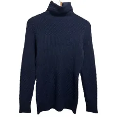 美品 マックスマーラ ケーブルニット タートルネック カシミヤ ネイビー ⭐️美品⭐️ MaxMara カシミヤ x シルク リブタートルネックセーター L