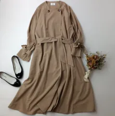 ur’s ユアーズ ノーカラー ロングコート トレンチ ライトアウター 羽織 SP ベージュ(106K＋7707)26H☆