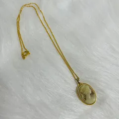 カメオ風 ネックレス レディース ゴールドチェーン アンティーク風