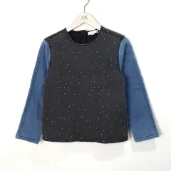 (140/10歳) STELLA McCARTNEY ステラ マッカートニー 長袖Tシャツ デニム袖 ドットパータン